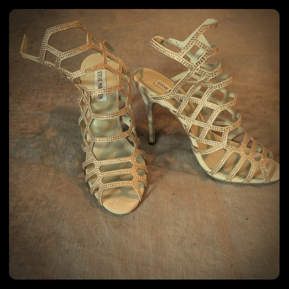 Glam gold and tan stilettos